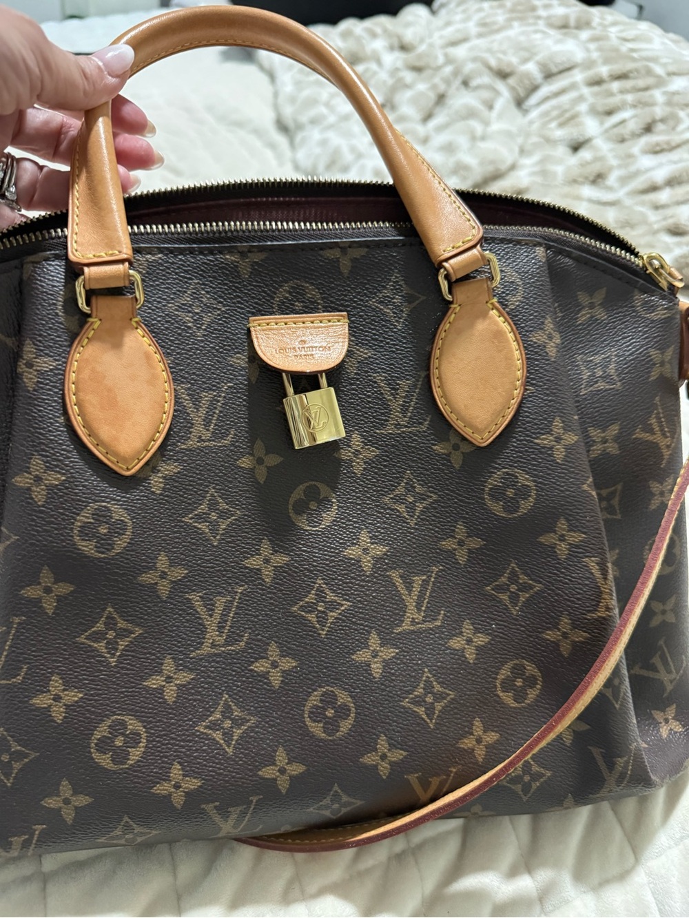 Louis Vuitton Monogram Canvas Brown Satchel with Vachetta Handles